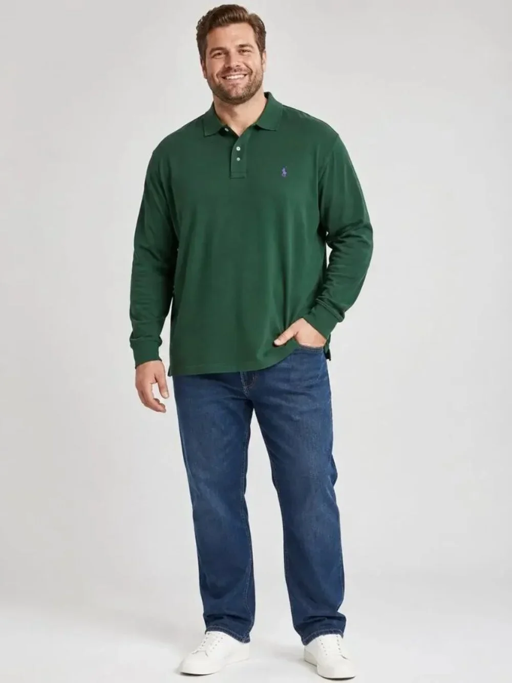 NEW POLO RALPH LAUREN Long Sleeve Polo Shirt LT Tall Green MSRP: $170 Cotton